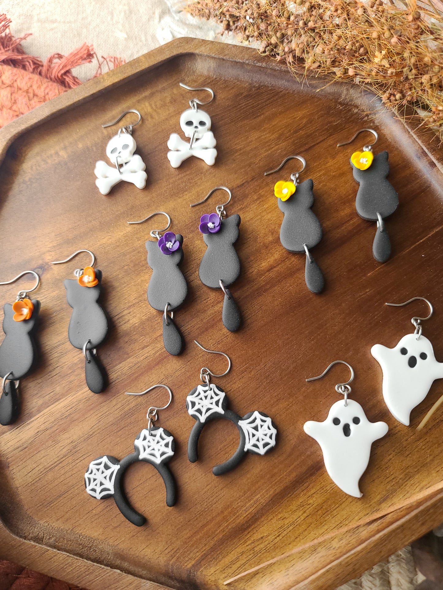 Florally Cute Cat Studs