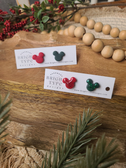 Christmas Mickey studs