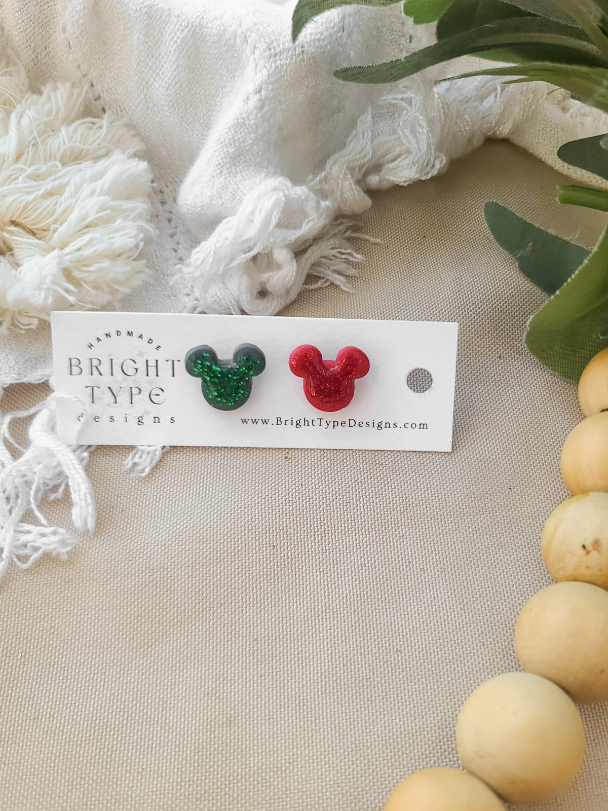 Christmas Mickey studs