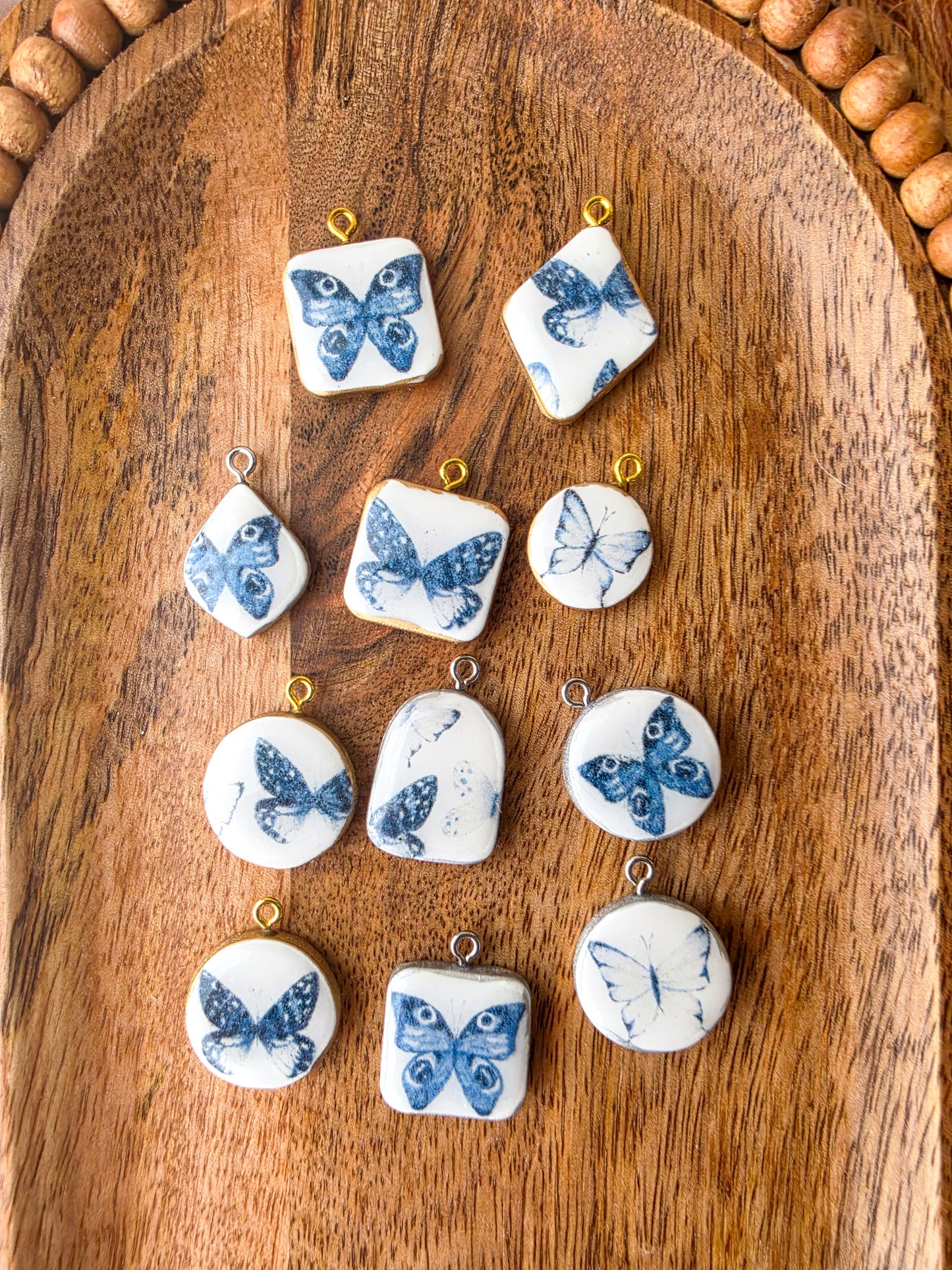 Charm Bar Charms - Blue & White Butterflies