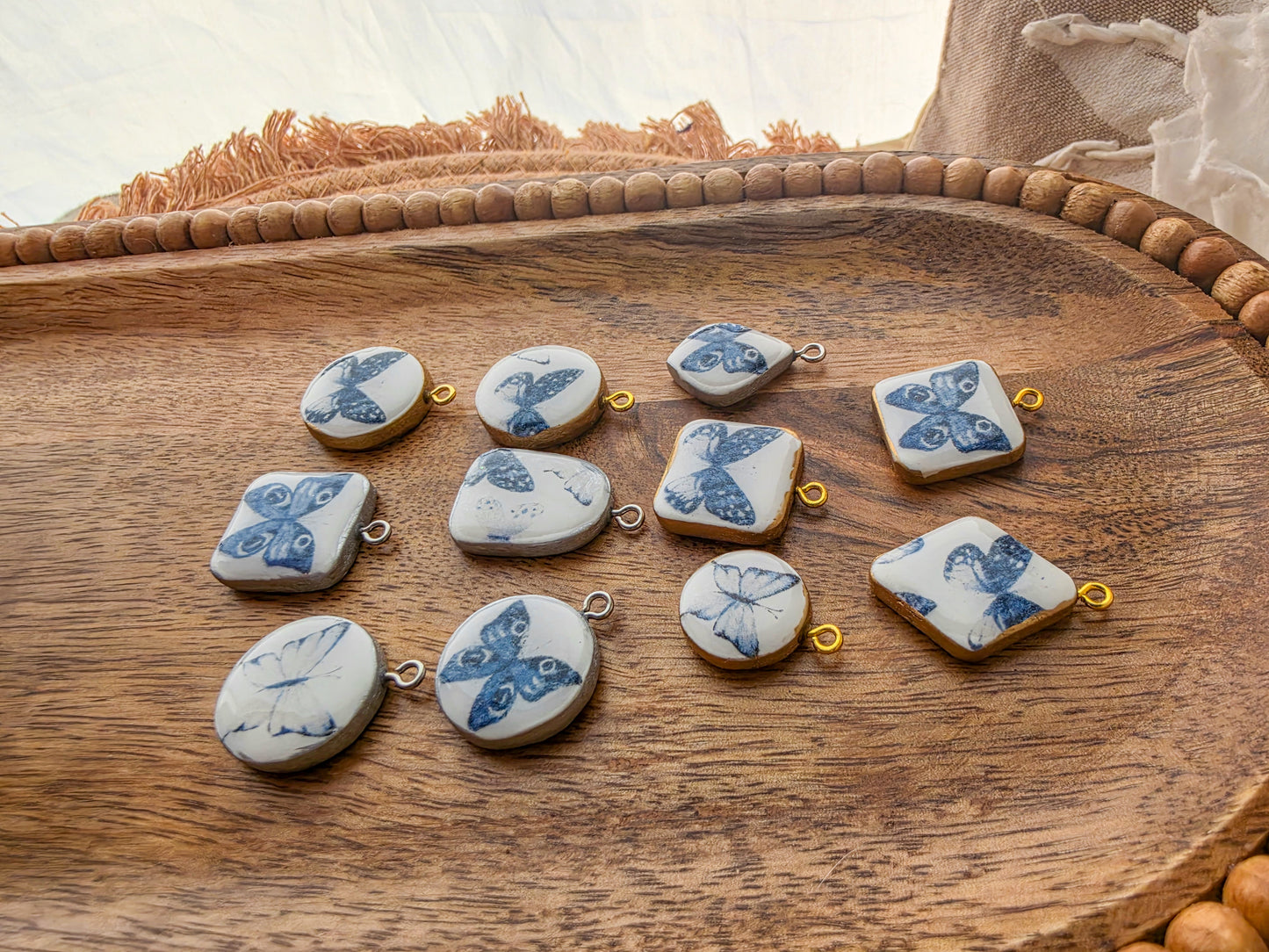 Charm Bar Charms - Blue & White Butterflies